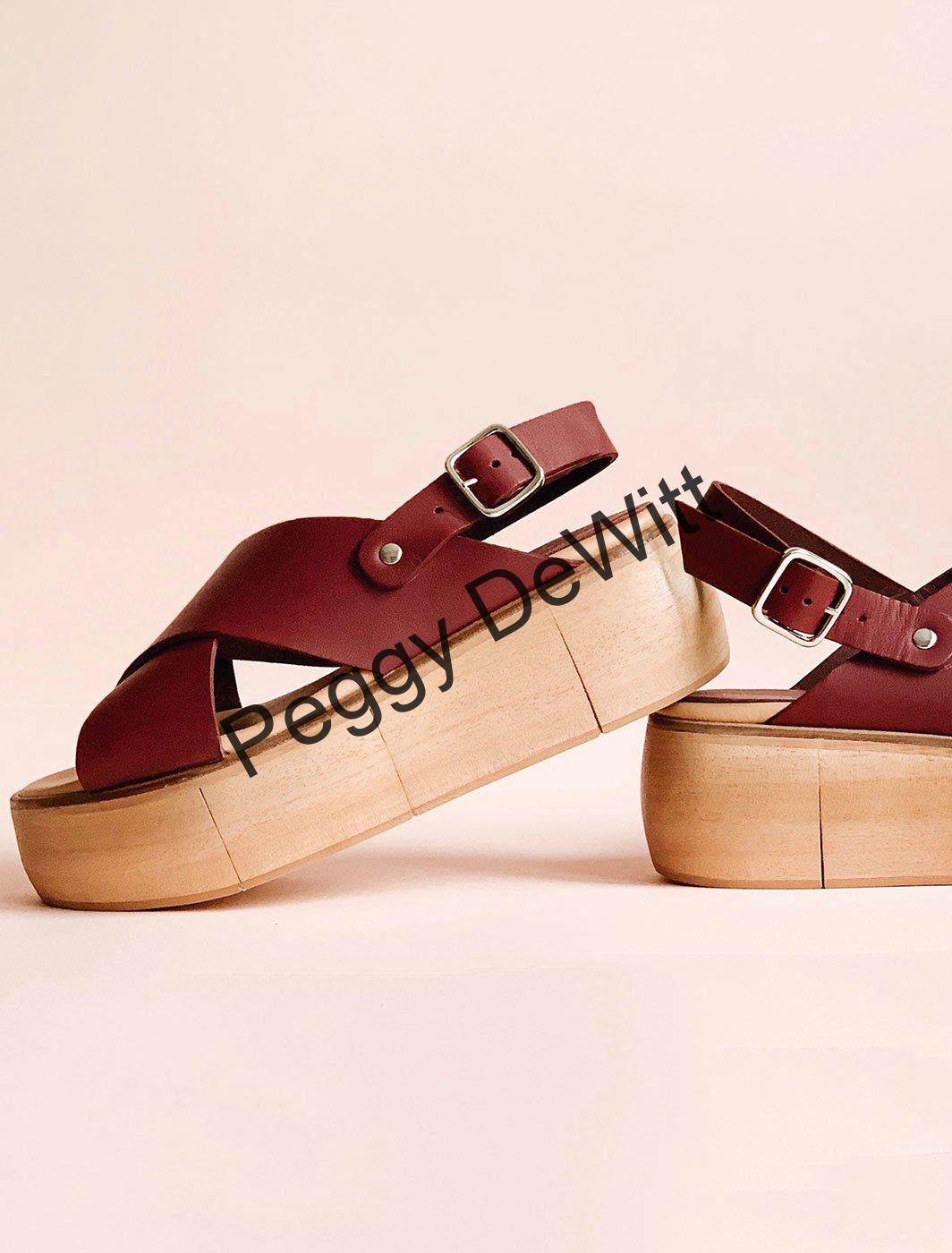 Leather platform sandals