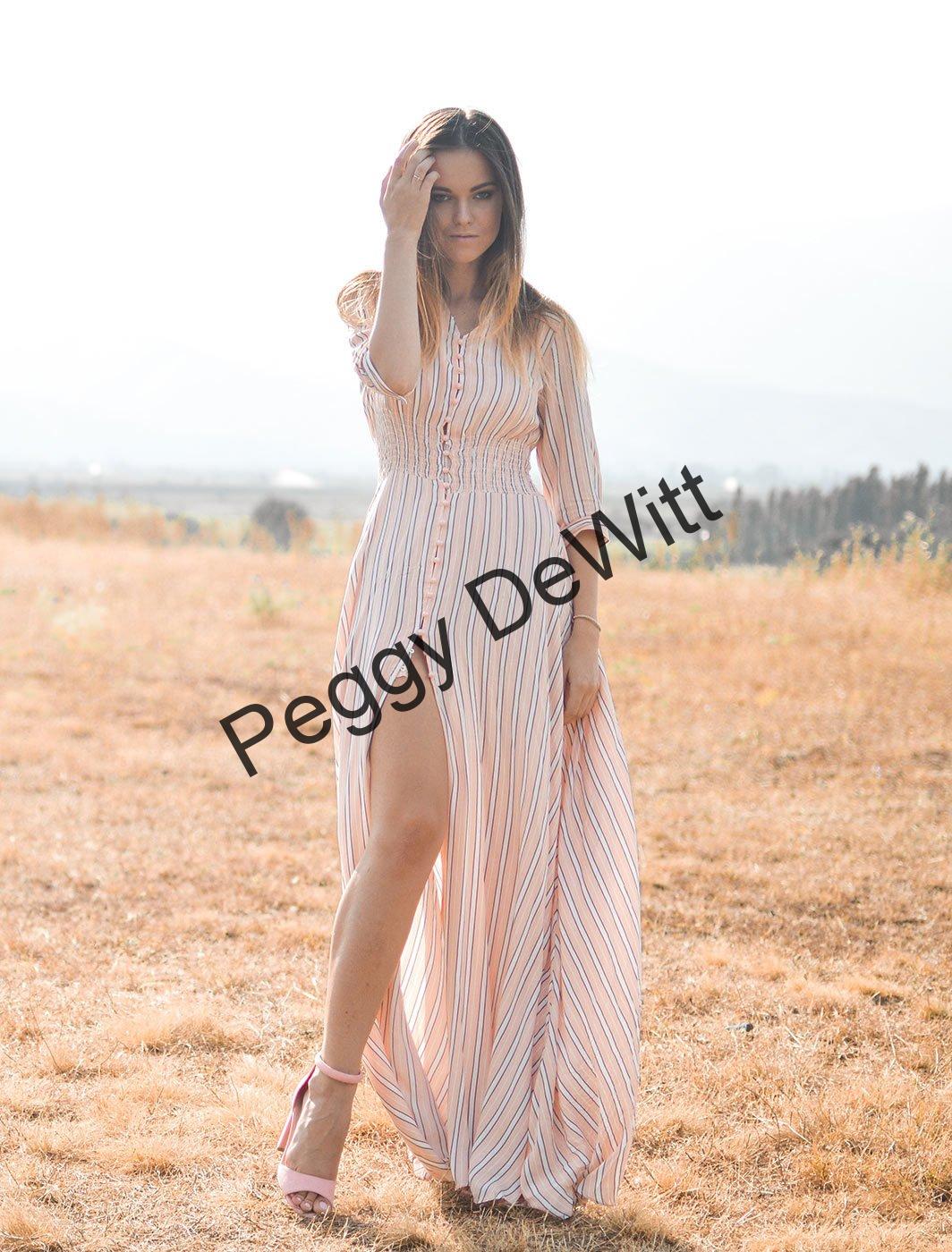 Stripe print maxi dress